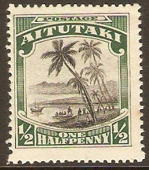 Aitutaki 1920 d Black and green. SG24.