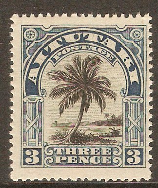 Aitutaki 1920 3d Black and deep blue. SG27.