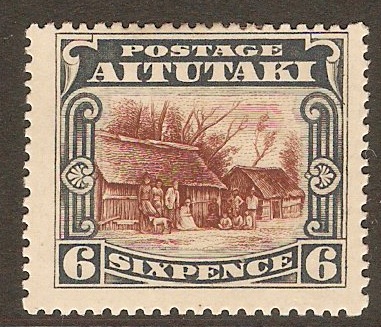 Aitutaki 1920 6d Red-brown and slate. SG28.