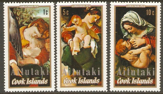 Aitutaki 1972 Christmas Paintings Stamps Set. SG43-SG45.