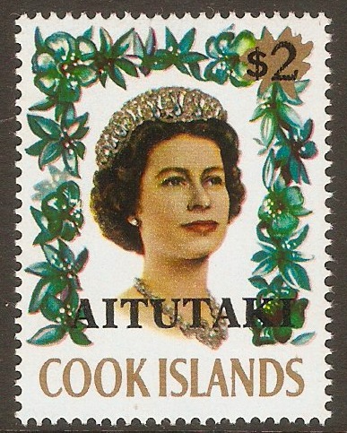 Aitutaki 1972 $2 Queen Elizabeth II. SG48.