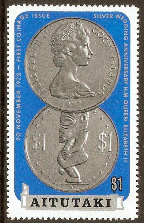 Aitutaki 1973 $1 Coinage series. SG77.