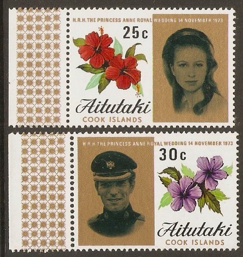 Aitutaki 1973 Royal Wedding Set. SG82-SG83.