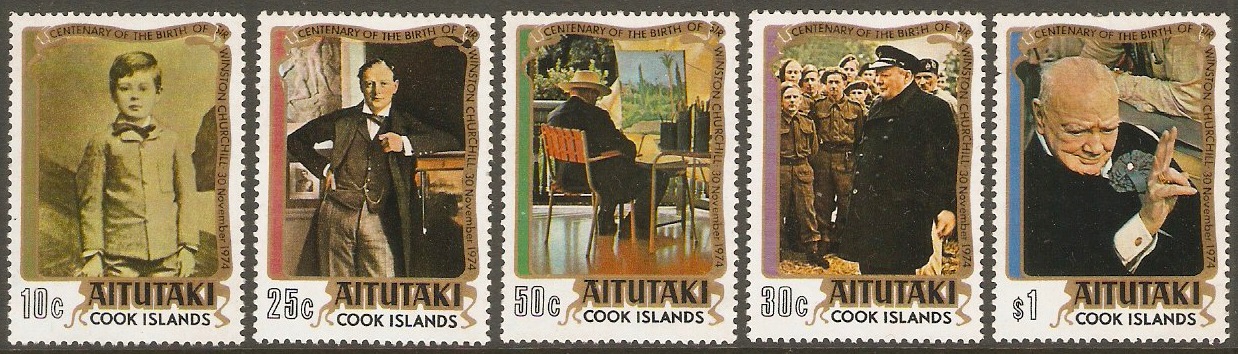 Aitutaki 1974 Churchill Commemoration Set. SG136-SG140.