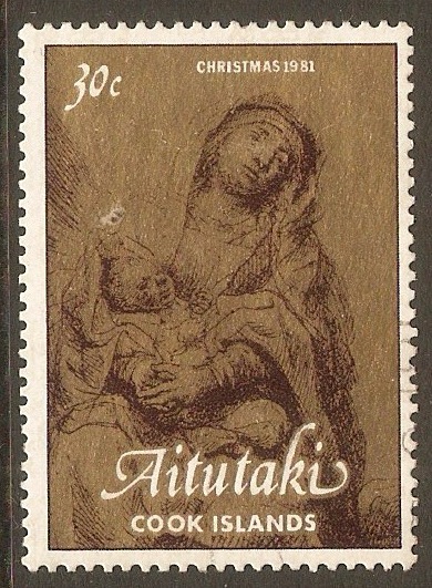 Aitutaki 1981 30c Christmas - Rembrandt Etchings series. SG407.
