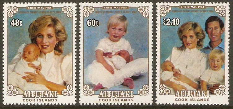 Aitutaki 1984 Birth of Prince Henry Stamps Set. SG514-SG516.