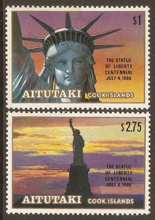 Aitutaki 1986 Statue of Liberty set. SG544-SG545.