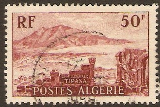 Algeria 1955 50f Lake-brown - Tipasa Anniversary Stamp. SG353.