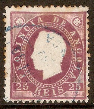 Angola 1886 25r Claret. SG38.