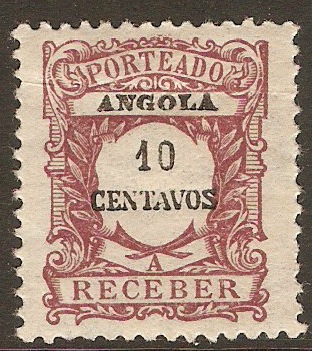 Angola 1921 10c Mauve - Postage Due. SGD349.