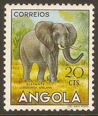 Angola 1953 20c Fauna series - African elephant. SG489.