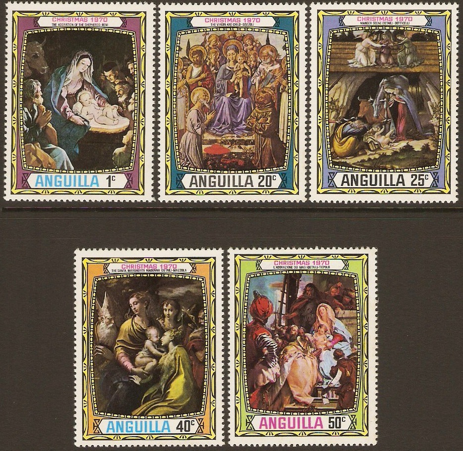 Anguilla 1970 Christmas Stamps. SG99-SG103.