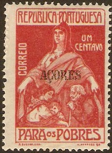 Azores 1915 1c Rose-red Charity Stamp. SGC251.