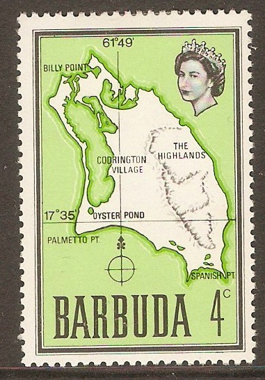 Barbuda 1968 4c Map series. SG16. - Click Image to Close