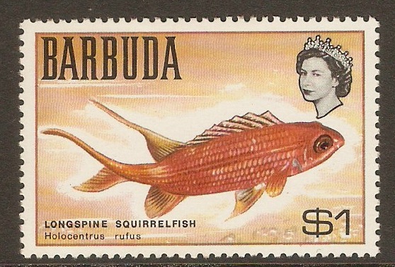 Barbuda 1968 $1 Fishes series. SG25.