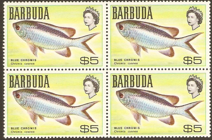Barbuda 1968 $5 Fishes series. SG27.