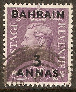 Bahrain 1948 3a on 3d Pale violet. SG56.