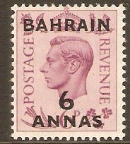 Bahrain 1948 6a on 6d Purple. SG57.