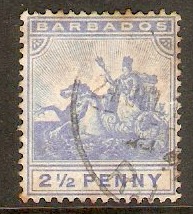 Barbados 1905 2d Blue. SG139.