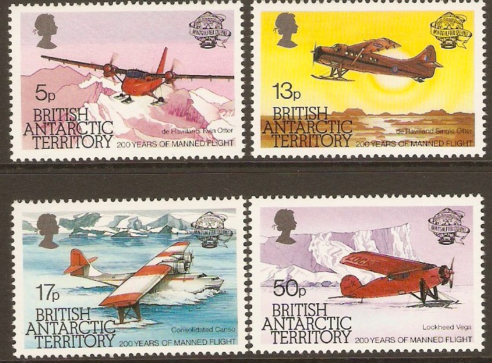 British Antarctic Terr. 1983 Flight Anniversary Set. SG119-SG122