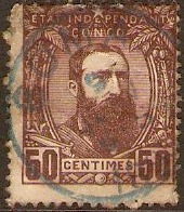 Ind. State of the Congo 1887 50c Chocolate. SG10.