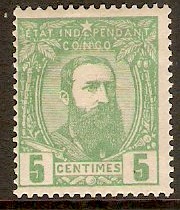 Ind. State of the Congo 1887 5c Pale green. SG7