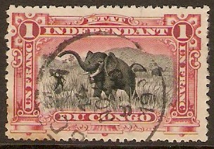 Ind. State of the Congo 1894 1f Black and reddish violet. SG22.