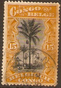 Belgian Congo 1909 15c Black and ochre. SG58.