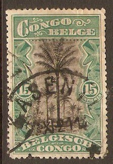 Belgian Congo 1915 15c Black and blue-green. SG72b.