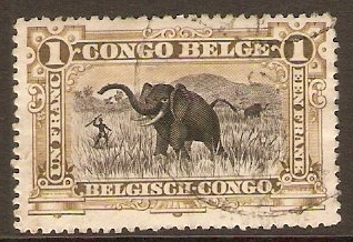 Belgian Congo 1915 1f Black and olive-bistre. SG76. - Click Image to Close