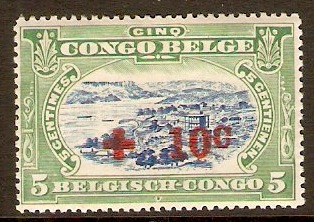 Belgian Congo 1918 5c +10c Blue and green. SG78.