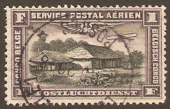 Belgian Congo 1920 1f Black and dull violet. SG88.