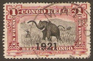 Belgian Congo 1921 1f Black and carmine. SG97a.