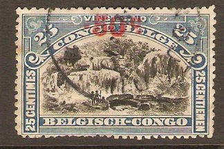 Belgian Congo 1922 50c on 25c Black and blue. SG105.