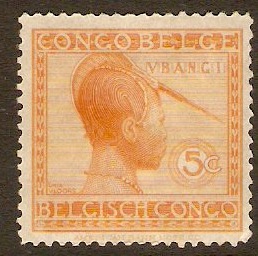 Belgian Congo 1923 5c Yellow. SG117.