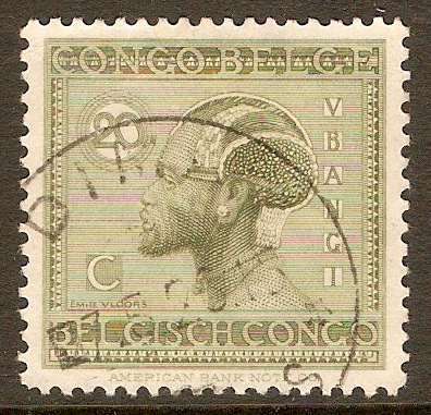 Belgian Congo 1923 20c Olive-green. SG120.