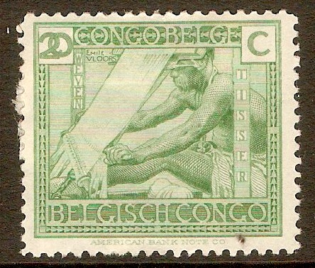 Belgian Congo 1923 20c Bright green. SG121.