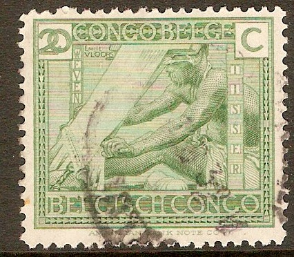 Belgian Congo 1923 20c Bright green. SG121.