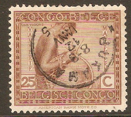 Belgian Congo 1923 25c Red-brown. SG122.