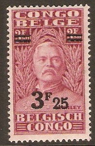 Belgian Congo 1931 3f.25 on 3f.50 Purple. SG175.