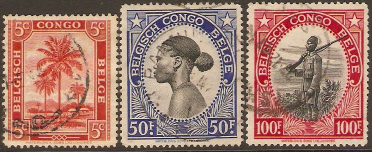 Belgian Congo 1942 Flemish Text Set. SG248-SG250.