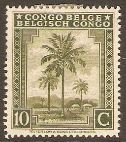 Belgian Congo 1942 10c Olive-green. SG251.