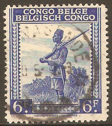 Belgian Congo 1942 6f Ultramarine. SG266.