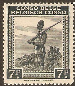 Belgian Congo 1942 7f Black. SG267.