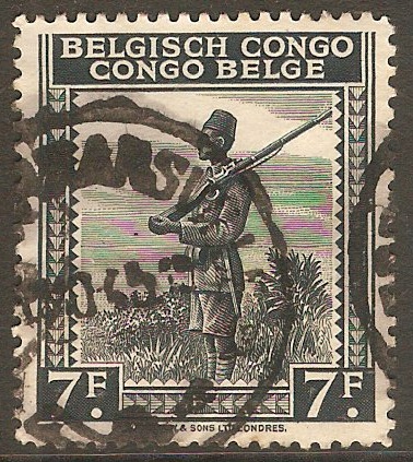 Belgian Congo 1942 7f Black. SG267a.