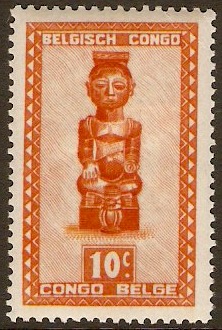Belgian Congo 1947 10c Red-orange. SG273.