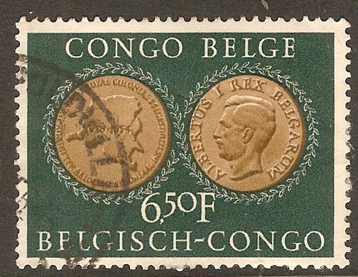 Belgian Congo 1954 6f.50 Brown and slate-green. SG322.