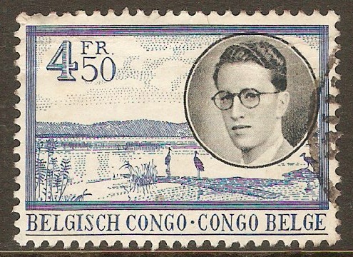 Belgian Congo 1955 4f.50 Deep bright blue. SG325a.