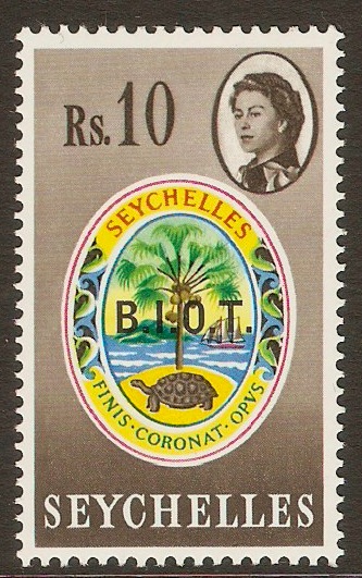 British Indian Ocean Territory 1968 10r B.I.O.T. Overprint. SG15