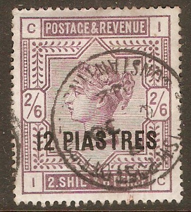 British Levant 1885 12pi on 2s.6d Lilac on white. SG3a.
